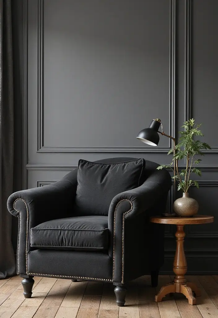 27 Black Living Room Decor Ideas That Balance Elegance and Bold Design - 13. Vintage Black Accents