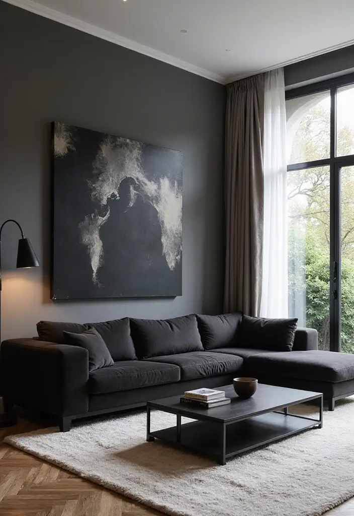 27 Black Living Room Decor Ideas That Balance Elegance and Bold Design - 17. Chic Black Modular Furniture