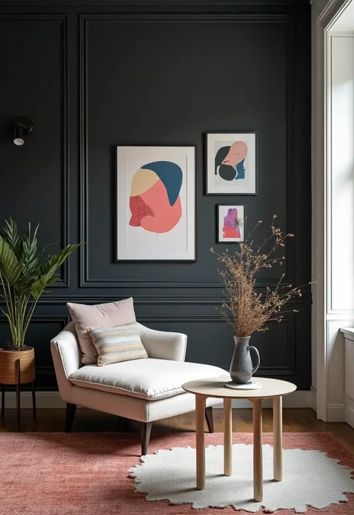 27 Black Living Room Decor Ideas That Balance Elegance and Bold Design - 2. Bold Black Accent Wall