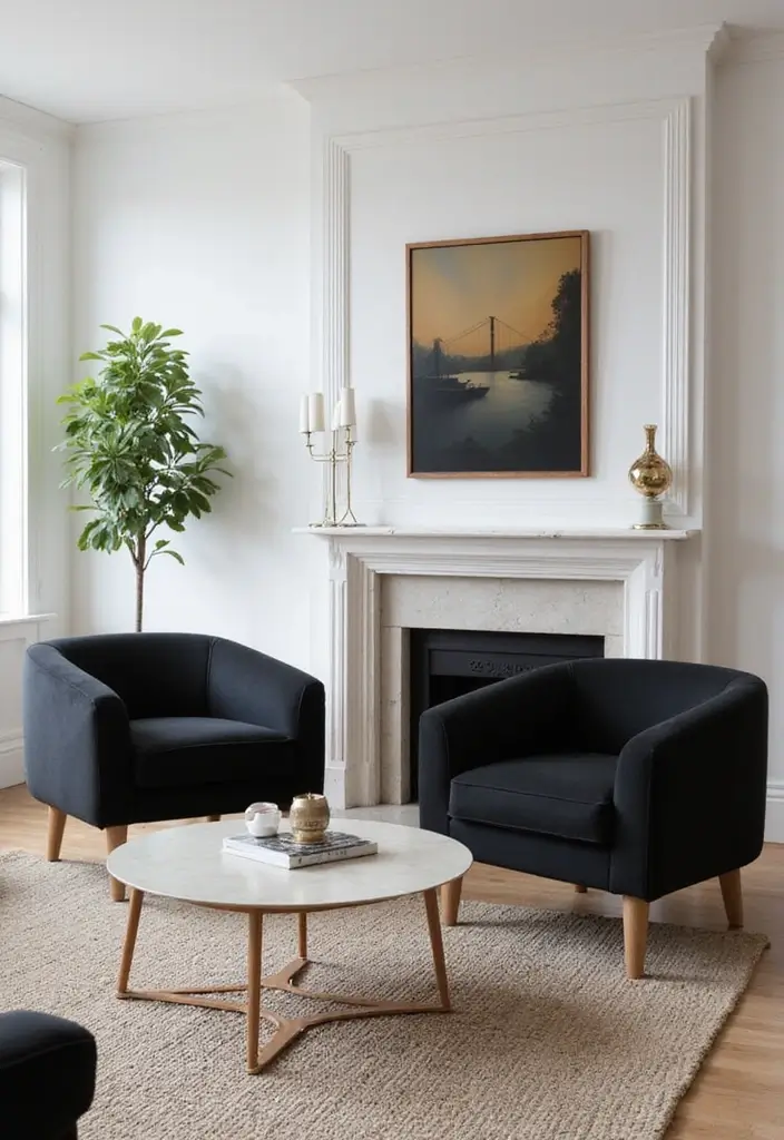 27 Black Living Room Decor Ideas That Balance Elegance and Bold Design - 26. Black Accent Chairs