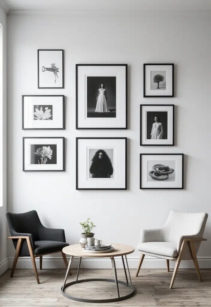 27 Black Living Room Decor Ideas That Balance Elegance and Bold Design - 3. Monochromatic Artwork