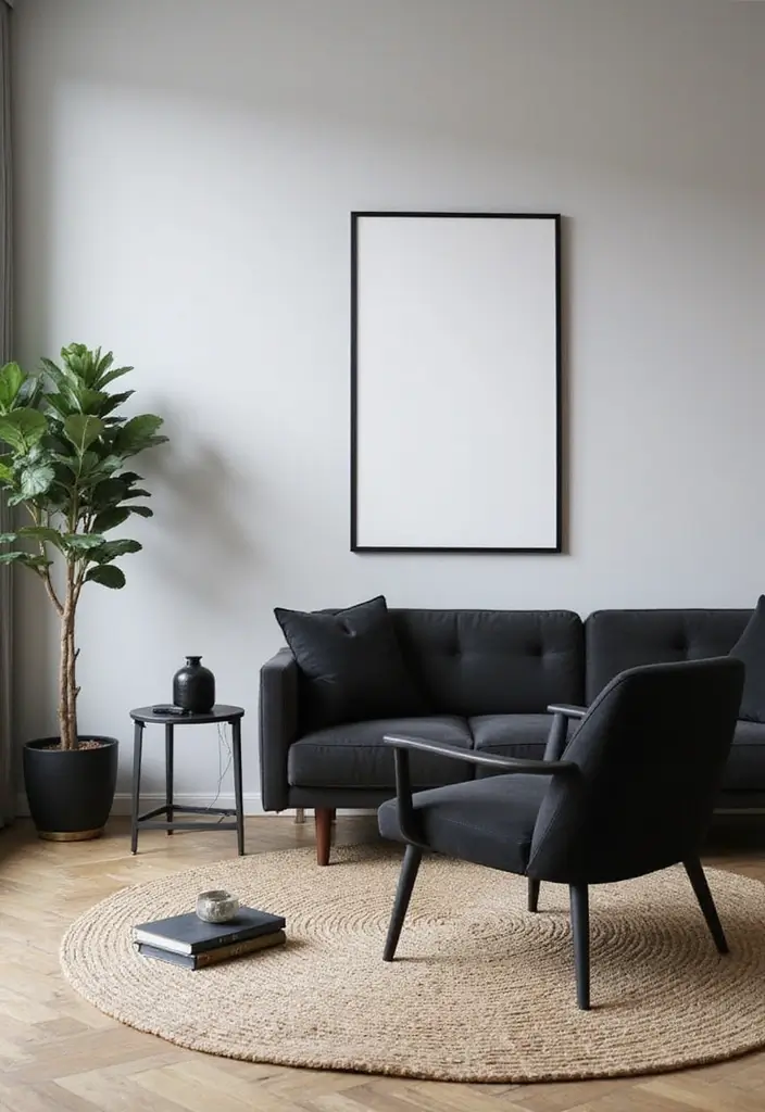 27 Black Living Room Decor Ideas That Balance Elegance and Bold Design - 7. Statement Black Furniture Pieces