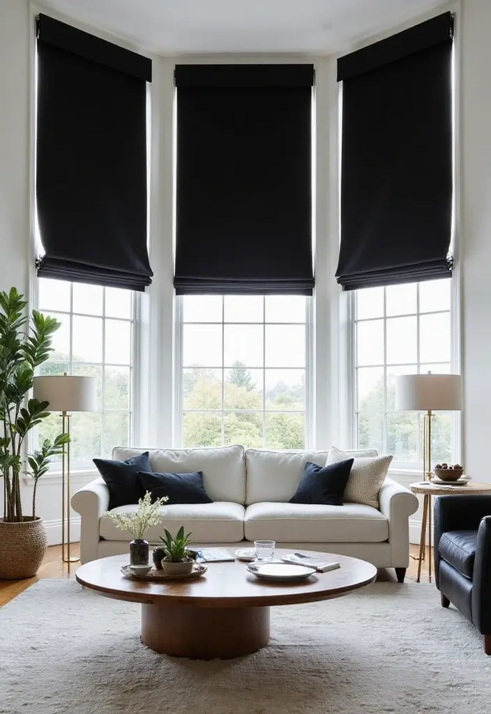 27 Black Living Room Ideas That Feel Bold, Modern, and Luxurious - 11. Black Window Treatments