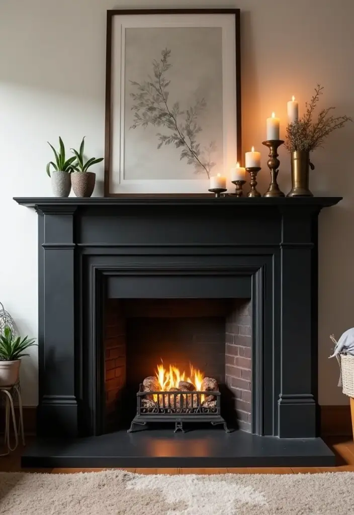 27 Black Living Room Ideas That Feel Bold, Modern, and Luxurious - 17. Black Fireplace Surround