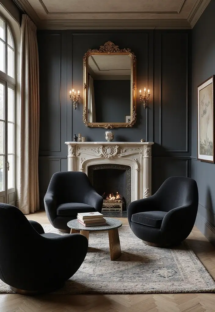 27 Black Living Room Ideas That Feel Bold, Modern, and Luxurious - 18. Luxurious Black Upholstered Chairs