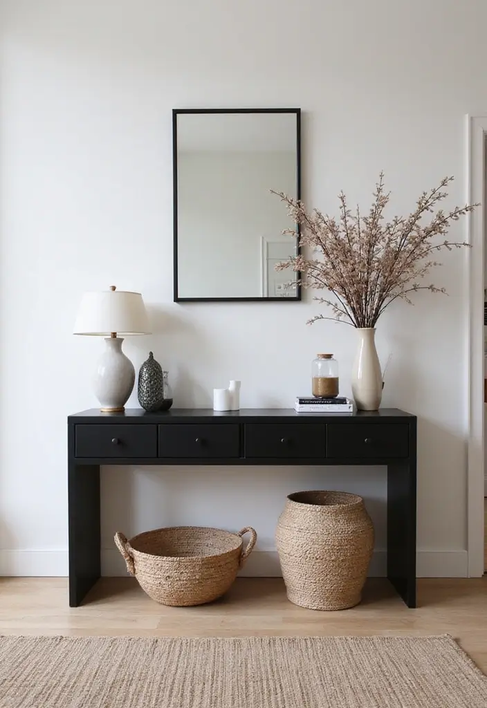 27 Black Living Room Ideas That Feel Bold, Modern, and Luxurious - 23. Black Console Table