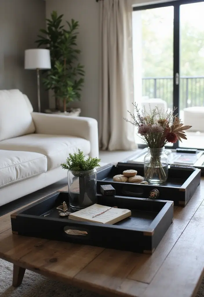27 Black Living Room Ideas That Feel Bold, Modern, and Luxurious - 25. Black Decorative Trays