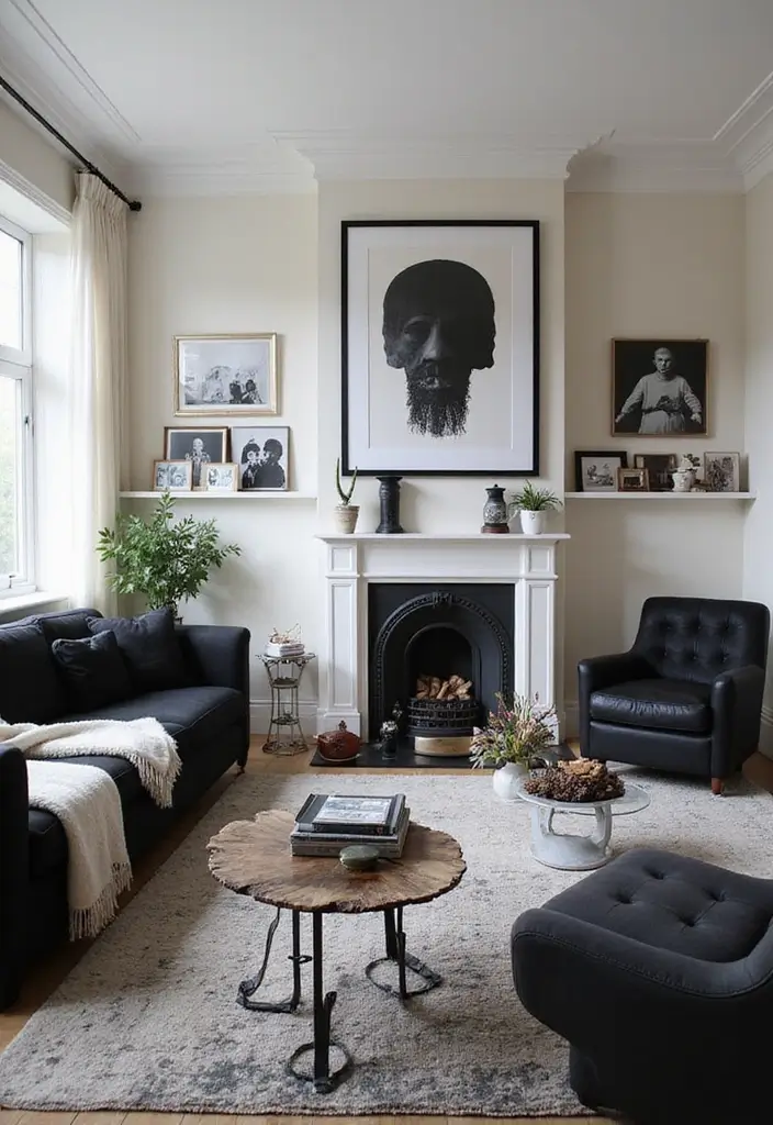 27 Black Living Room Ideas That Feel Bold, Modern, and Luxurious - 27. Personal Touches with Black Decor