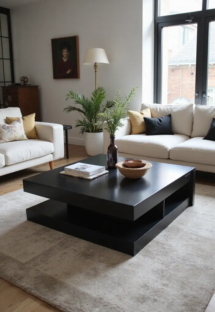 27 Black Living Room Ideas That Feel Bold, Modern, and Luxurious - 3. Minimalist Black Coffee Table