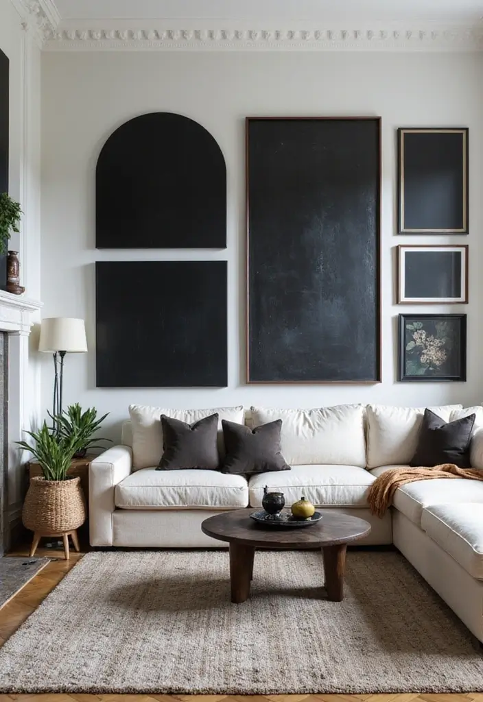 27 Black Living Room Ideas That Feel Bold, Modern, and Luxurious - 8. Black and Bold Artwork