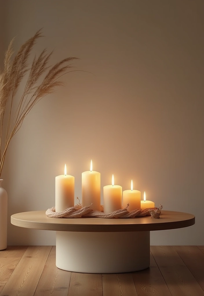 27 Coffee Table Decor Living Room Ideas for Stylish Centerpieces 10 27 Coffee Table Decor Living Room Ideas for Stylish Centerpieces - 10. Minimalist Candle Display