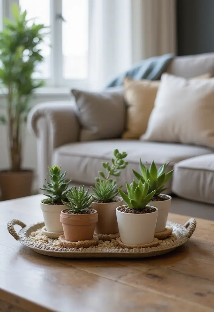 27 Coffee Table Decor Living Room Ideas for Stylish Centerpieces 18 27 Coffee Table Decor Living Room Ideas for Stylish Centerpieces - 18. Succulent Showcase