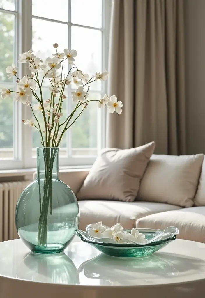 27 Coffee Table Decor Living Room Ideas for Stylish Centerpieces 23 27 Coffee Table Decor Living Room Ideas for Stylish Centerpieces - 23. Elegant Glass Accents