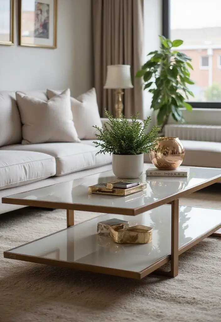 27 Coffee Table Decor Living Room Ideas for Stylish Centerpieces 26 27 Coffee Table Decor Living Room Ideas for Stylish Centerpieces - 26. Reflective Surfaces