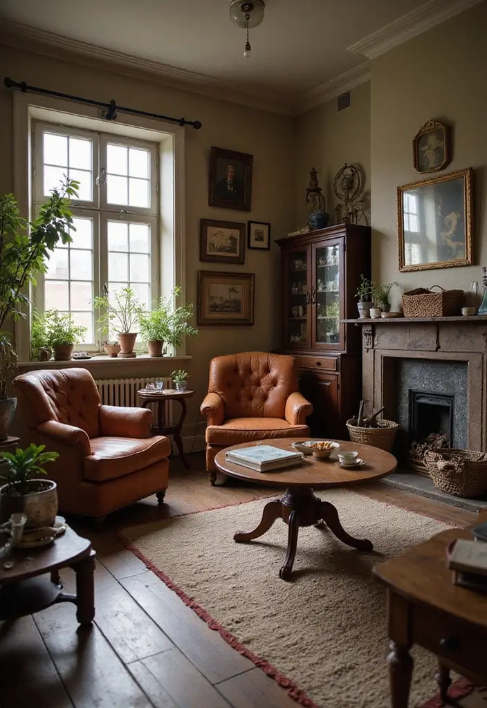 27 Cozy Brown Living Room Ideas That Bring Warmth and Timeless Elegance 10 27 Cozy Brown Living Room Ideas That Bring Warmth and Timeless Elegance - 10. Vintage Finds in Brown
