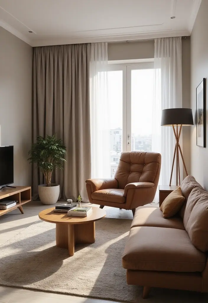 27 Cozy Brown Living Room Ideas That Bring Warmth and Timeless Elegance 12 27 Cozy Brown Living Room Ideas That Bring Warmth and Timeless Elegance - 12. Modern Minimalism with Brown