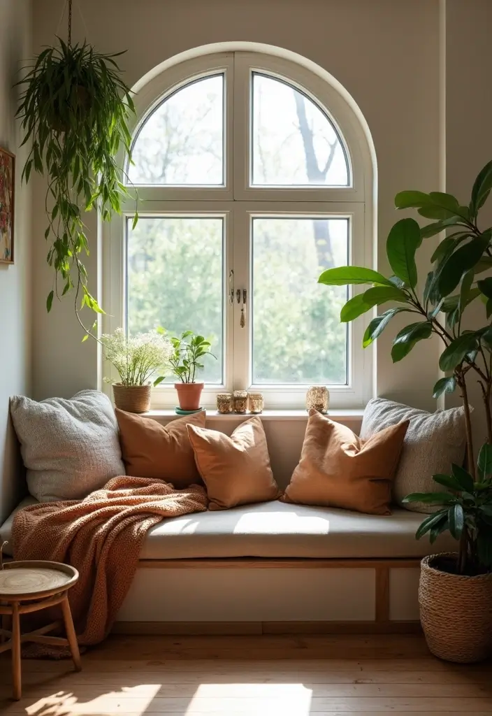 27 Cozy Brown Living Room Ideas That Bring Warmth and Timeless Elegance 17 27 Cozy Brown Living Room Ideas That Bring Warmth and Timeless Elegance - 17. Cozy Window Seating