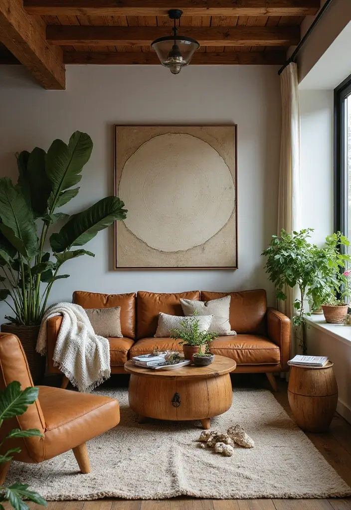 27 Cozy Brown Living Room Ideas That Bring Warmth and Timeless Elegance 8 27 Cozy Brown Living Room Ideas That Bring Warmth and Timeless Elegance - 8. Mixing Brown with Natural Elements