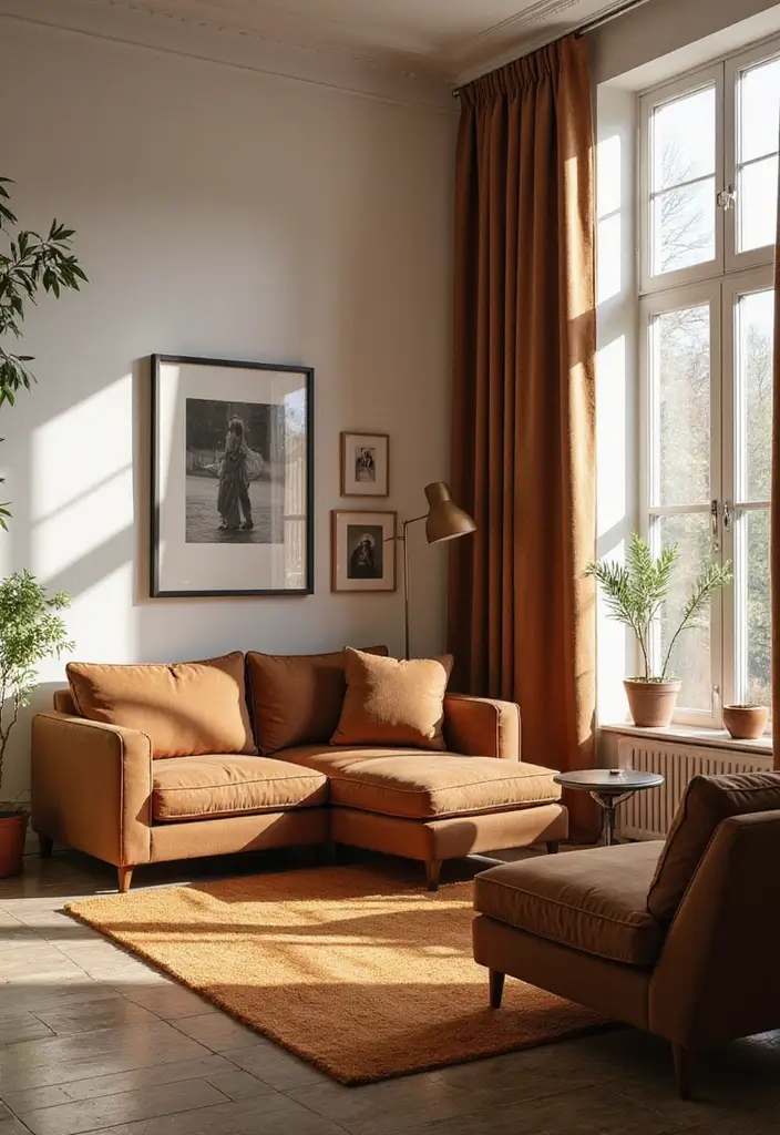 27 Cozy Brown Living Room Ideas That Bring Warmth and Timeless Elegance 9 27 Cozy Brown Living Room Ideas That Bring Warmth and Timeless Elegance - 9. Brown Accents with Light Walls