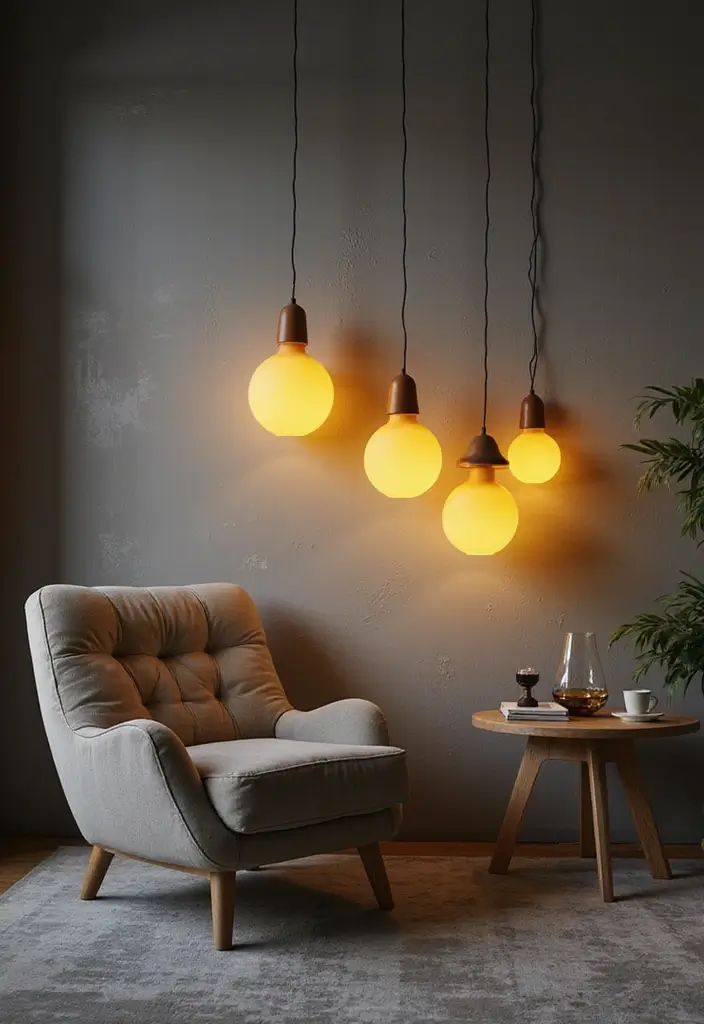 27 Grey and Yellow Living Room Ideas That Feel Fresh and Energetic - 6. Light Fixtures in Yellow Hues