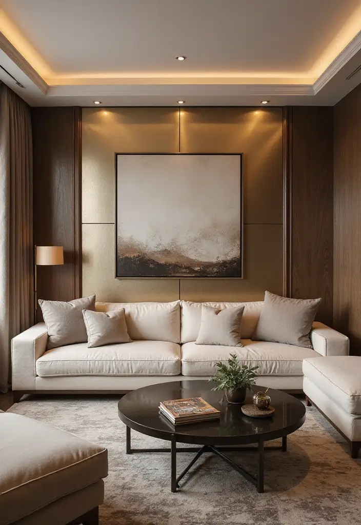 27 Living Room Accent Wall Ideas That Instantly Elevate the Space 20 27 Living Room Accent Wall Ideas That Instantly Elevate the Space - 20. Metallic Accents