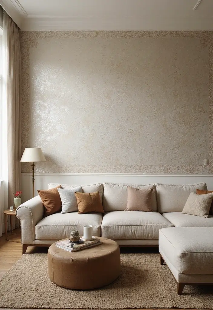 27 Living Room Accent Wall Ideas That Instantly Elevate the Space 5 27 Living Room Accent Wall Ideas That Instantly Elevate the Space - 5. Textured Wallpaper