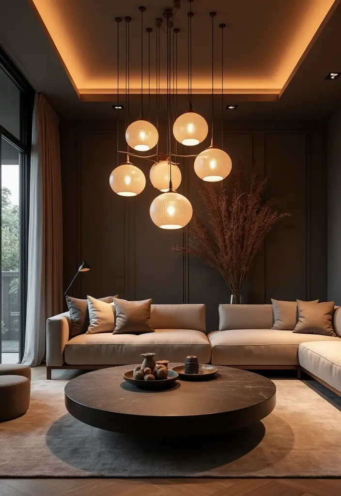 27 Living Room Lighting Ideas That Brighten and Elevate Interiors - 10. Clustered Pendant Lighting