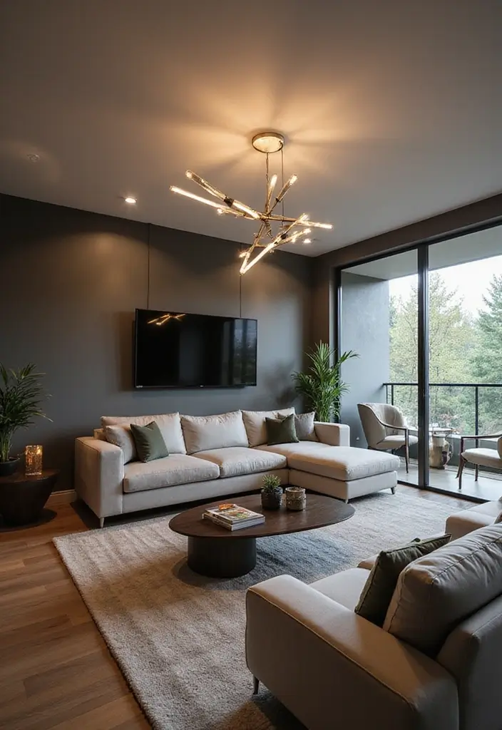 27 Living Room Lighting Ideas That Brighten and Elevate Interiors - 19. Geometric Lighting Designs