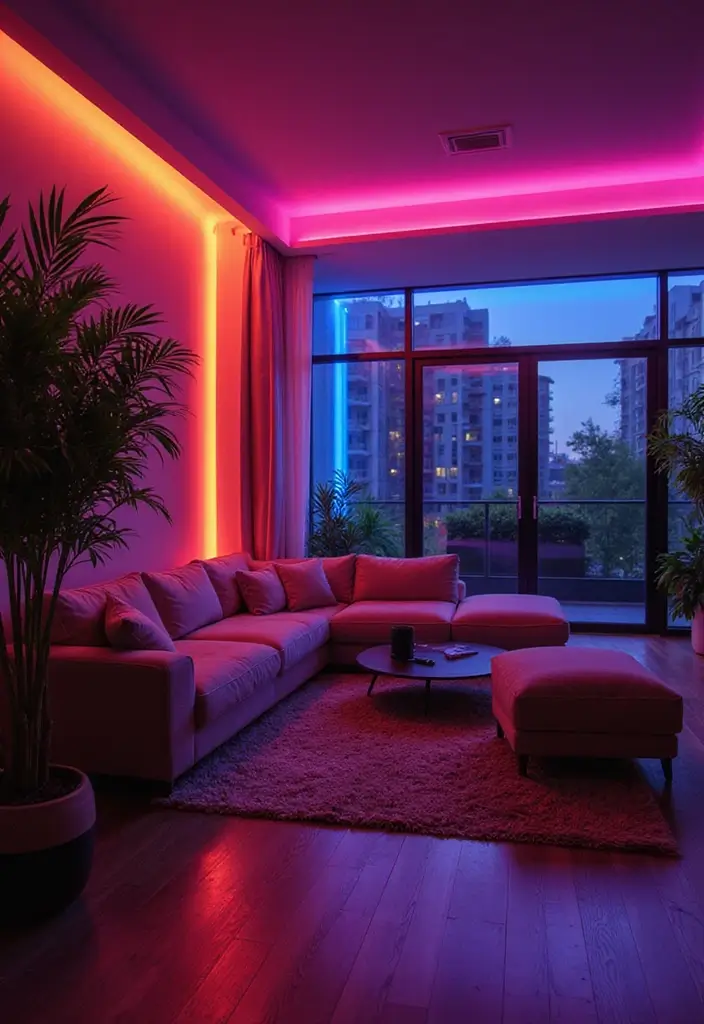 27 Living Room Lighting Ideas That Brighten and Elevate Interiors - 2. Sustainable LED Strip Lights