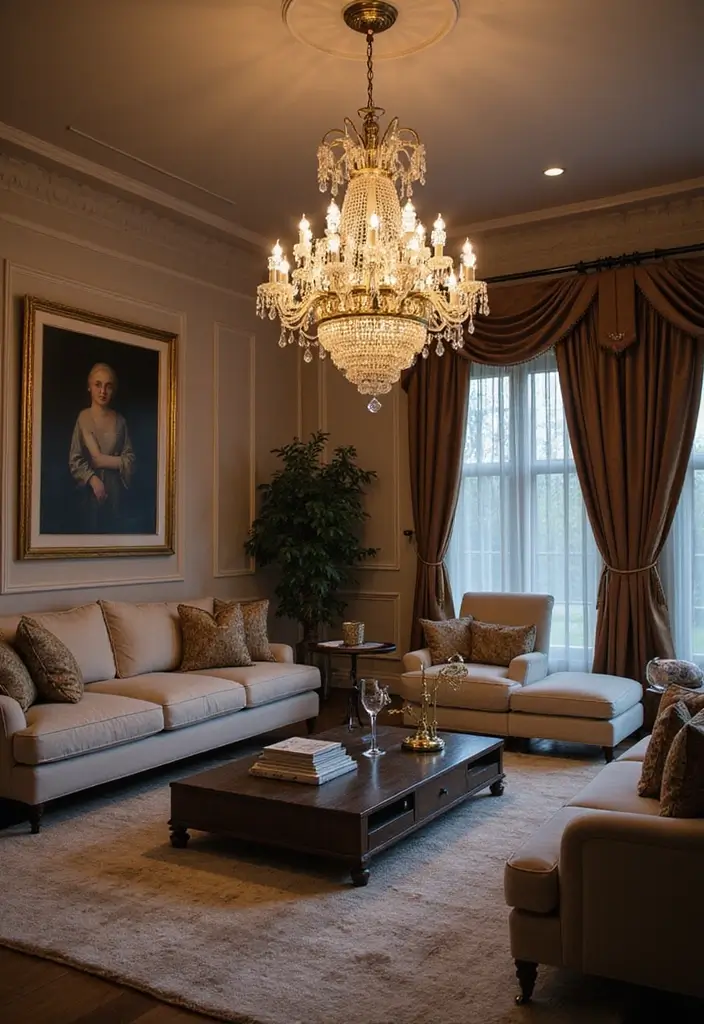 27 Living Room Lighting Ideas That Brighten and Elevate Interiors - 23. Statement Chandeliers
