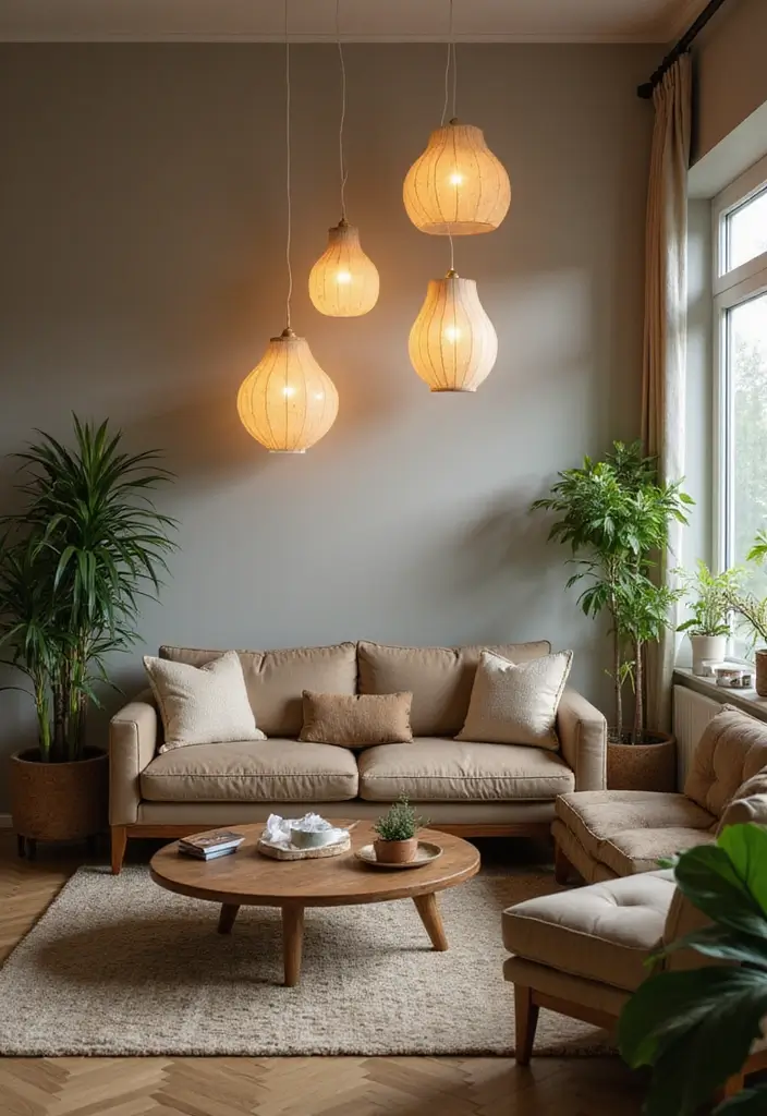 27 Living Room Lighting Ideas That Brighten and Elevate Interiors - 6. Biophilic Lighting Designs