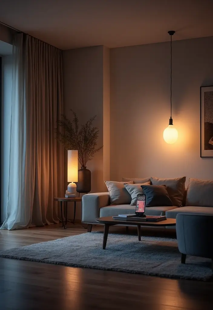 27 Living Room Lighting Ideas That Brighten and Elevate Interiors - 7. Eco-Friendly Smart Lighting