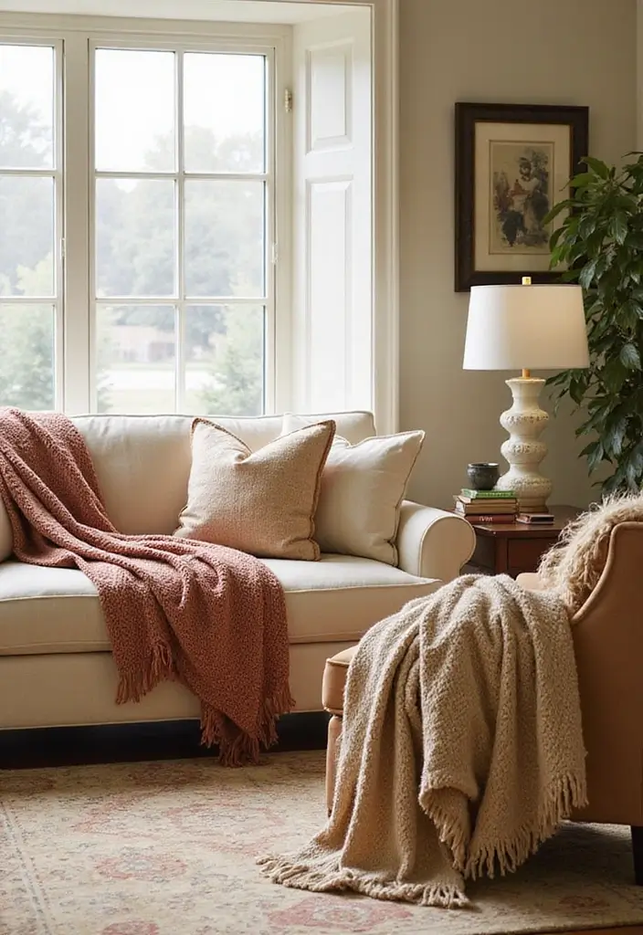 27 Pottery Barn Living Room Ideas for Timeless and Elegant Inspiration - 14. Cozy Layering with Throws