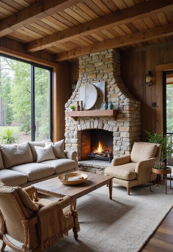 27 Pottery Barn Living Room Ideas for Timeless and Elegant Inspiration - 22. Rustic Charm with Natural Elements