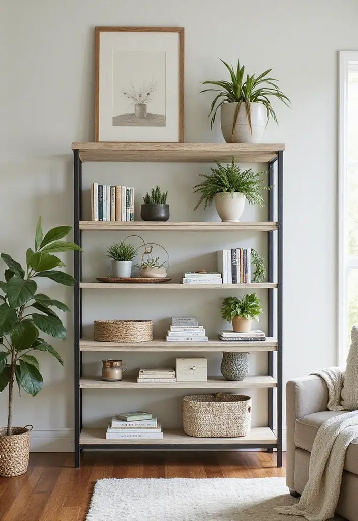 27 Pottery Barn Living Room Ideas for Timeless and Elegant Inspiration - 24. Stylish Shelving Units