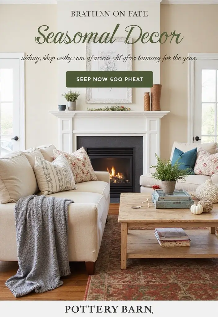 27 Pottery Barn Living Room Ideas for Timeless and Elegant Inspiration - 27. Seasonal Decor Changes