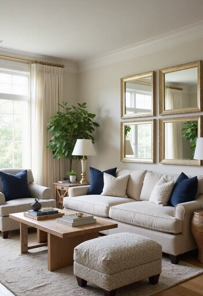 27 Pottery Barn Living Room Ideas for Timeless and Elegant Inspiration - 7. Use of Mirrors