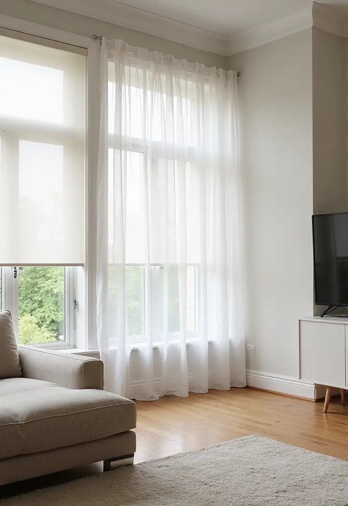 27 Simple Living Room Ideas for Effortless and Stylish Home Design 18 27 Simple Living Room Ideas for Effortless and Stylish Home Design - 18. Minimal Window Treatments