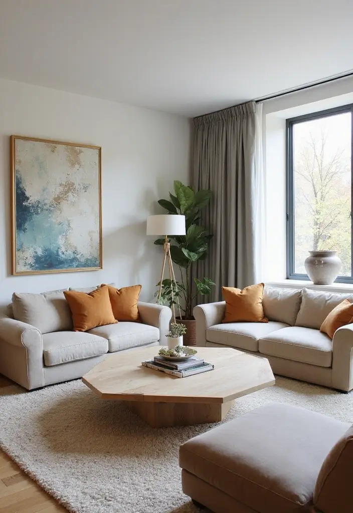 27 Simple Living Room Ideas for Effortless and Stylish Home Design 2 27 Simple Living Room Ideas for Effortless and Stylish Home Design - 2. Geometric Furniture