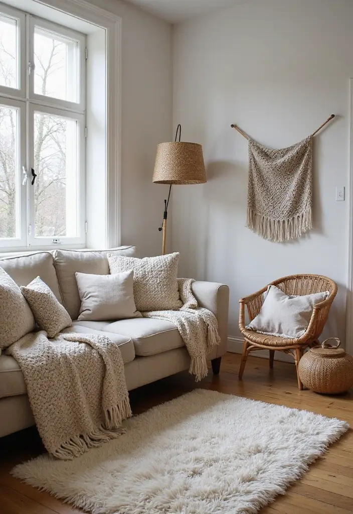 27 Simple Living Room Ideas for Effortless and Stylish Home Design 4 27 Simple Living Room Ideas for Effortless and Stylish Home Design - 4. Cozy Textiles