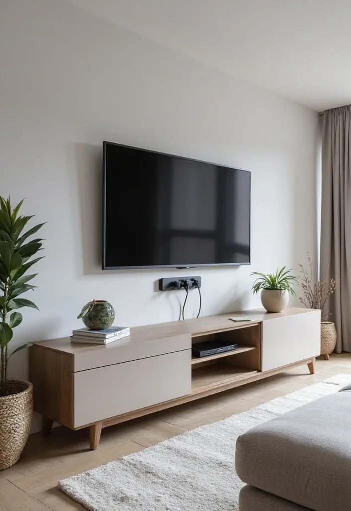 27 Simple Living Room Ideas for Effortless and Stylish Home Design 8 27 Simple Living Room Ideas for Effortless and Stylish Home Design - 8. Minimalistic Entertainment Center