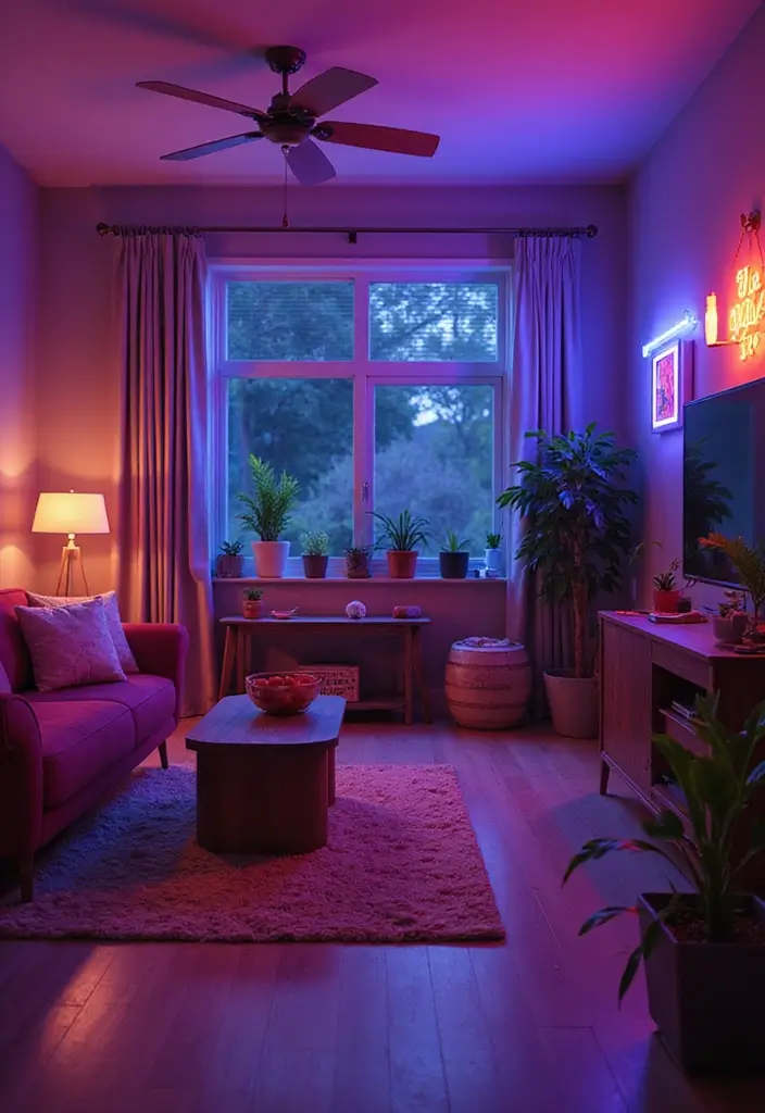 27 Sims 4 Living Room Ideas to Inspire Your Next Virtual Makeover 26 27 Sims 4 Living Room Ideas to Inspire Your Next Virtual Makeover - 26. Neon Nights