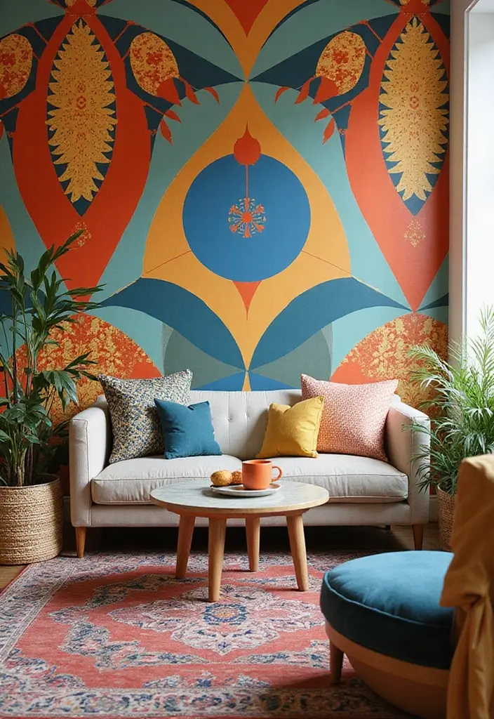 28 80s Living Room Ideas That Bring Retro Charm and Nostalgia 1 28 80s Living Room Ideas That Bring Retro Charm and Nostalgia - 1. Bold Geometric Patterns