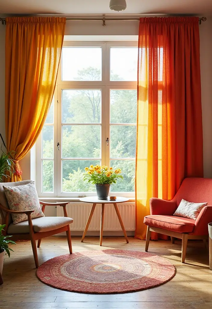 28 80s Living Room Ideas That Bring Retro Charm and Nostalgia 16 28 80s Living Room Ideas That Bring Retro Charm and Nostalgia - 16. Colorful Curtains