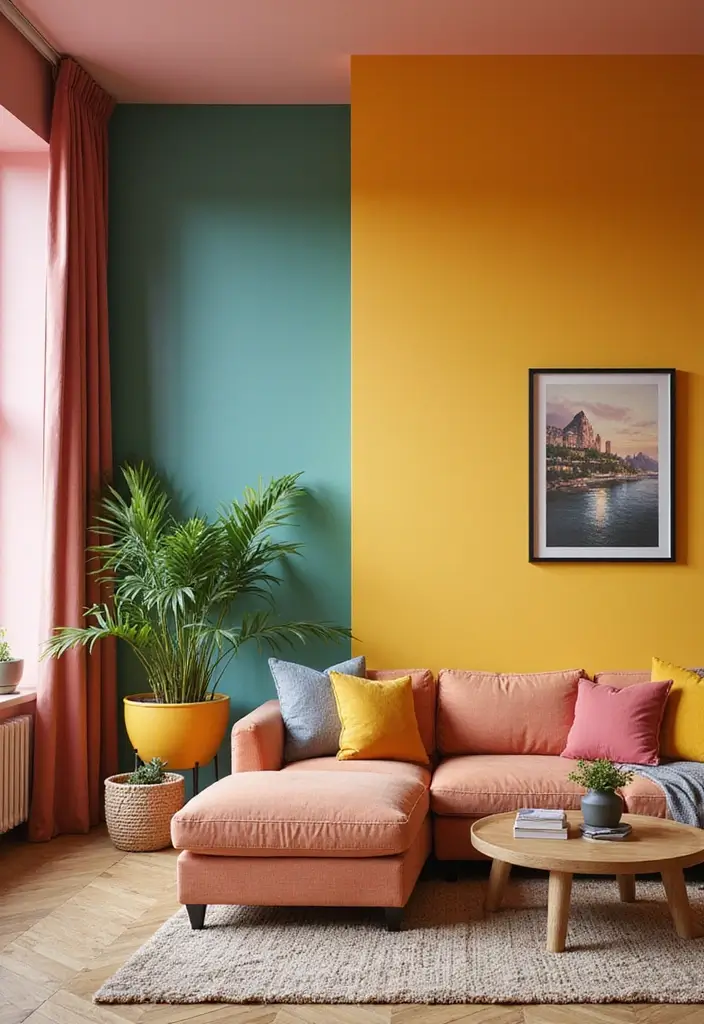 28 80s Living Room Ideas That Bring Retro Charm and Nostalgia 18 28 80s Living Room Ideas That Bring Retro Charm and Nostalgia - 18. Brightly Colored Walls