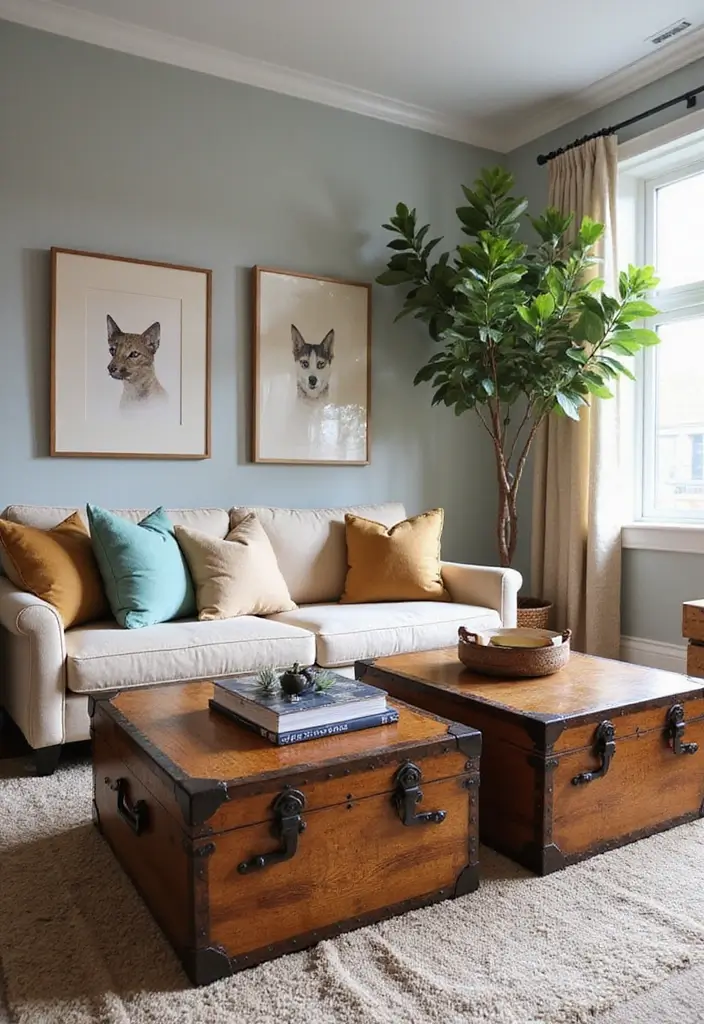 28 80s Living Room Ideas That Bring Retro Charm and Nostalgia 19 28 80s Living Room Ideas That Bring Retro Charm and Nostalgia - 19. Decorative Trunks