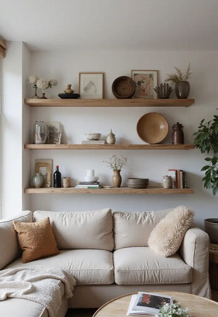 28 80s Living Room Ideas That Bring Retro Charm and Nostalgia 20 28 80s Living Room Ideas That Bring Retro Charm and Nostalgia - 20. Wall-Mounted Shelves