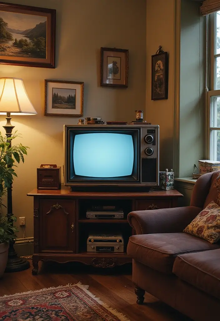 28 80s Living Room Ideas That Bring Retro Charm and Nostalgia 21 28 80s Living Room Ideas That Bring Retro Charm and Nostalgia - 21. Vintage Televisions