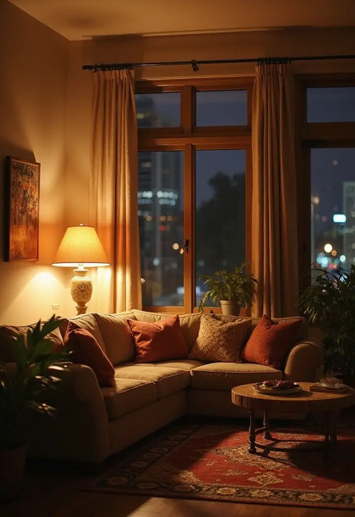 28 80s Living Room Ideas That Bring Retro Charm and Nostalgia 24 28 80s Living Room Ideas That Bring Retro Charm and Nostalgia - 24. Layered Lighting