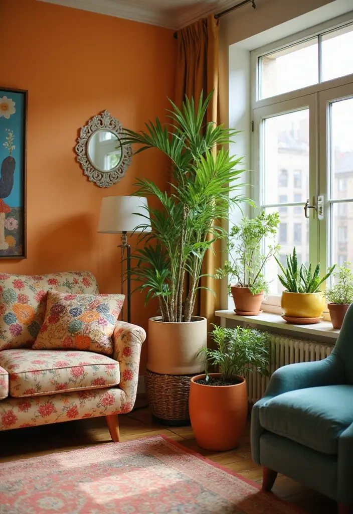 28 80s Living Room Ideas That Bring Retro Charm and Nostalgia 25 28 80s Living Room Ideas That Bring Retro Charm and Nostalgia - 25. Quirky Plants